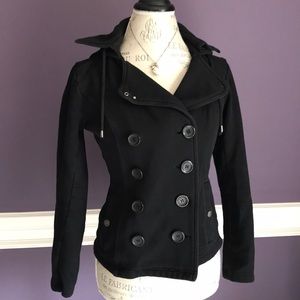 Maurices Black Cotton Pea Coat Style Jacket